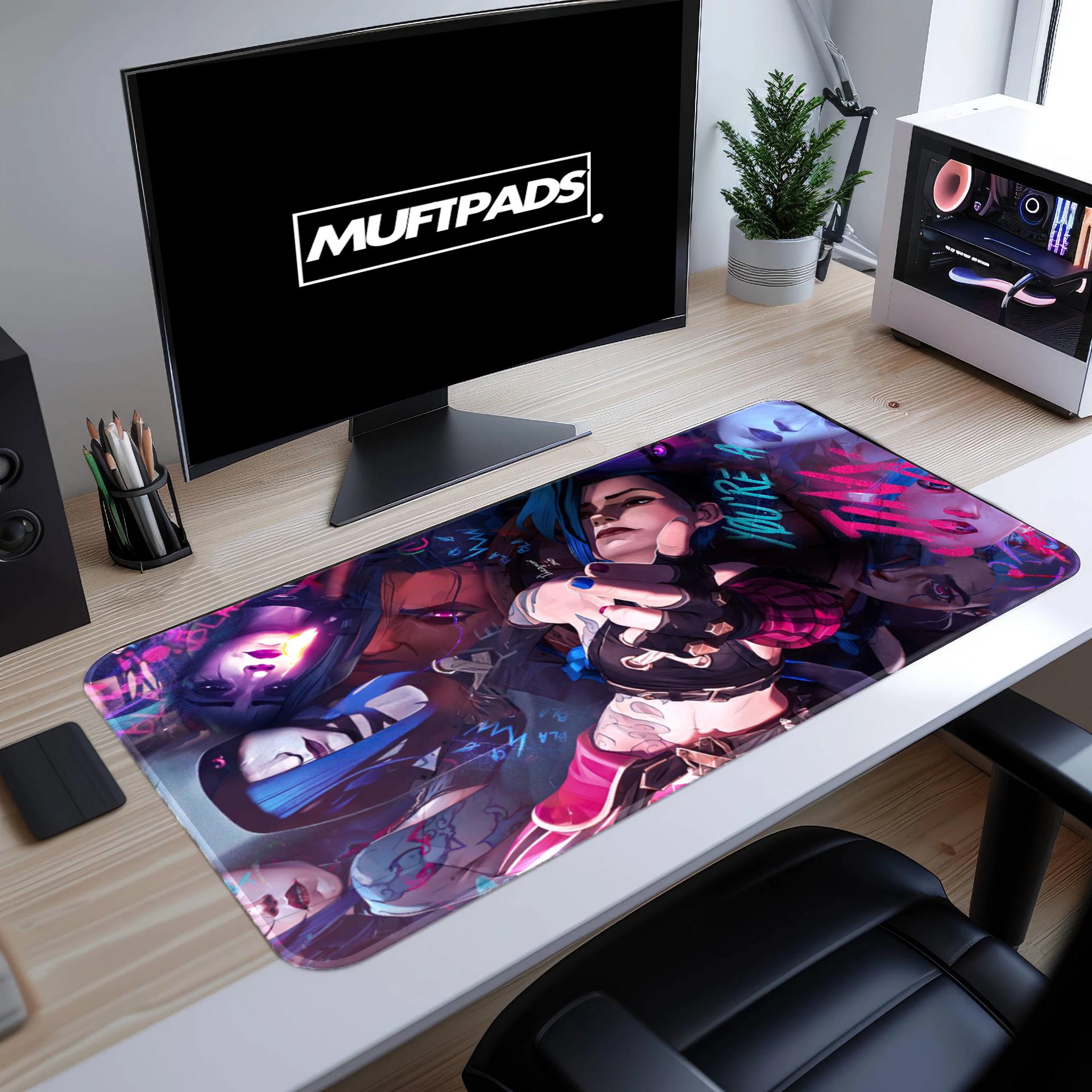 Jinx Arcane Mouse Pad – League of Legends Neon Graffiti Design, Gaming Desk Mat, LoL Streamer Gift