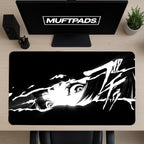 Anime Girl Gaming Mouse Pad: Black and White Cyberpunk Desk Mat - MUFTPADS