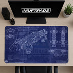 Eagle Transporter Mouse Pad: Sci-Fi Blueprint Desk Mat - MUFTPADS