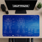 Gundam Blueprint Gaming Desk Mat | Gundam Design Mouse Pad | Perfect Gift for Robot Enthusiasts | Anime Mousepad | Gift for Gamer - MUFTPADS