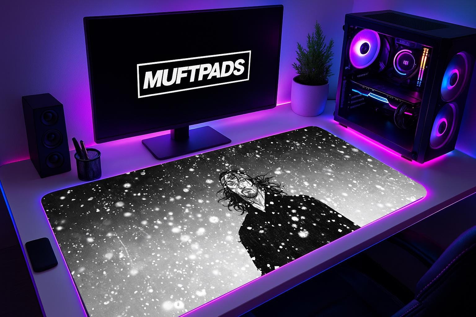 Miyamoto Musashi Mouse Pad: Samurai Ink Art Desk Mat - MUFTPADS