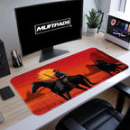 Red Outlaw Cowboy Train Heist Gaming Mouse Pad, Gaming Desk Mat, Redemption Mouse Pad, Red Desk Mat, Dead Mouse Pad