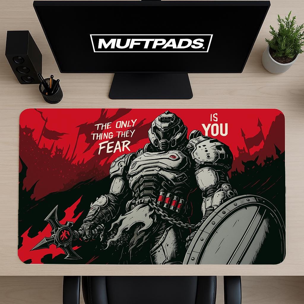 Doom Desk Mat Mouse Pad | Gaming Office Accessory | Unique Design for Gamers & Creatives | Customizable Sizes Available