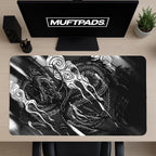 Black and White Dragon Mouse Pad, Mythical Fantasy Desk Mat, Oriental Ink Style Illustration, Unique Gift for Mythology Fans