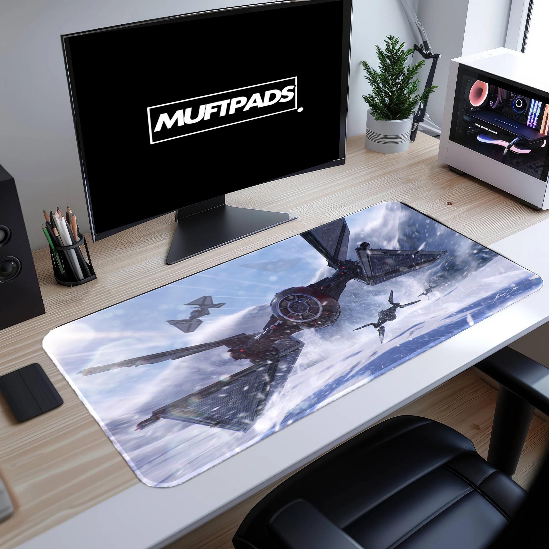The Interceptor Space Battle Mouse Pad – Star Wars Fighter Scene, Rebel vs Empire Gaming Desk Mat, Sci-Fi Gift for Fans