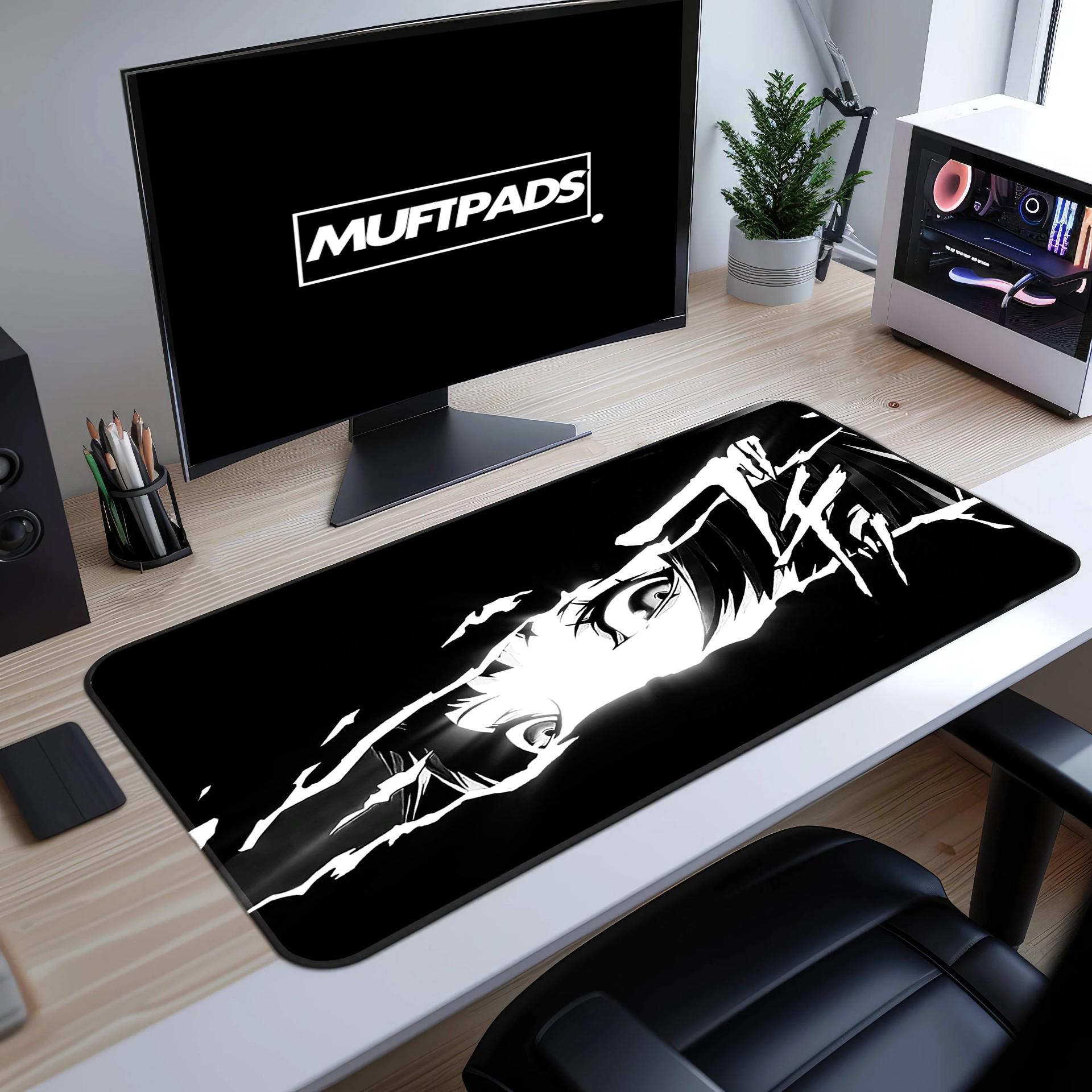Black and WhiteAnime Girl Desk Mat, Cute Anime Girl Mouse Pad, Pink Minimalist Desk Pad, CyberPunk Girl, Lo Fi, XL, Gaming Mouse Pad