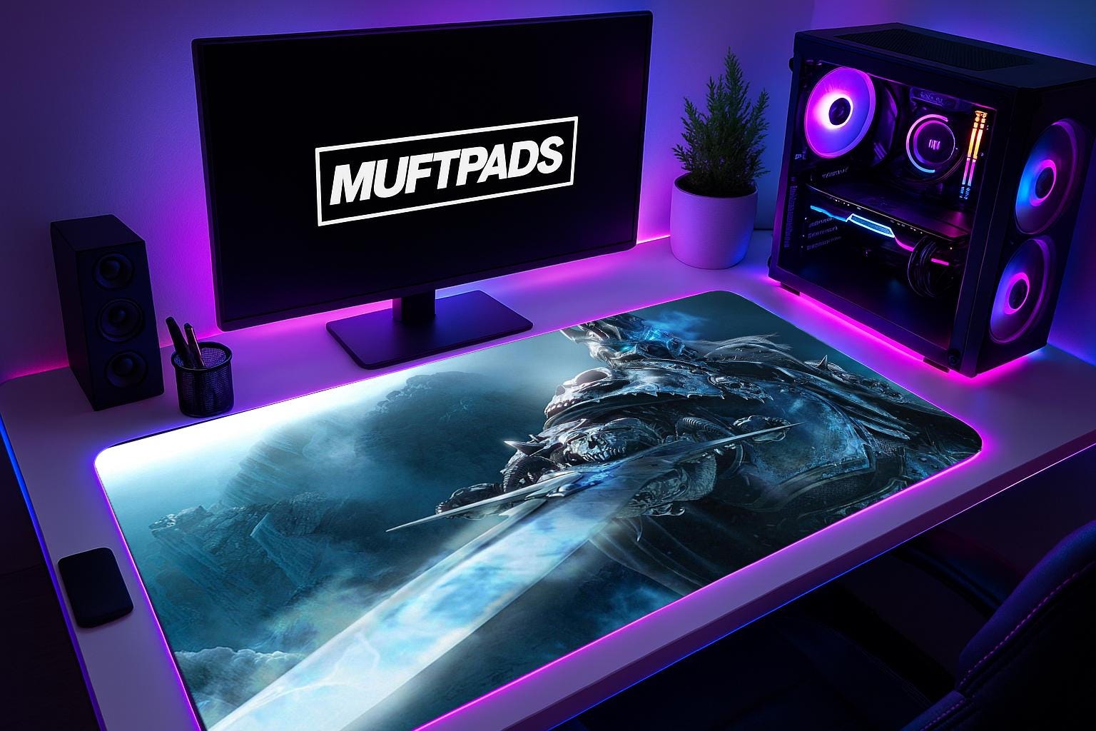 Lich King Desk Mat: World of Warcraft Gaming Decor - MUFTPADS
