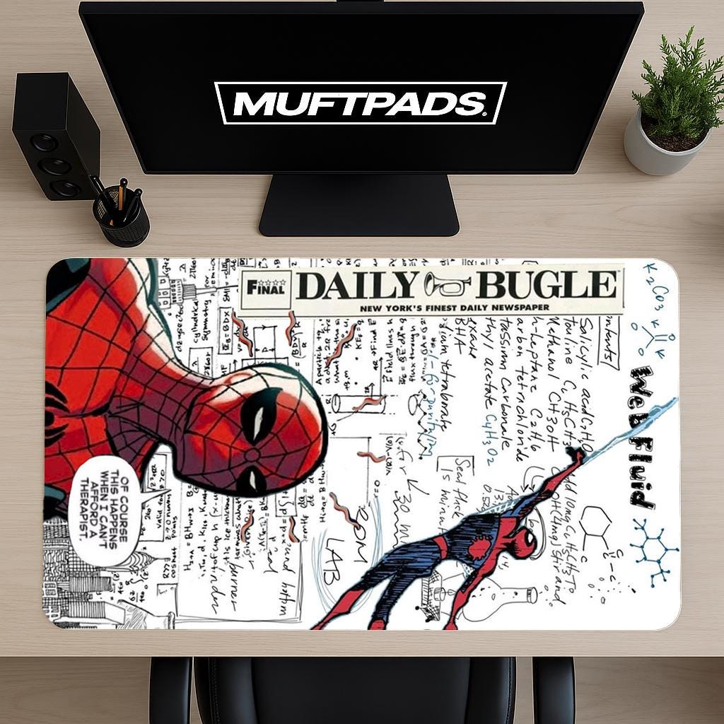 Spider-Man Comic Strip Mouse Pad – Vintage Marvel Panels with Daily Bugle News, Hero Desk Mat, Superhero Fan Gift