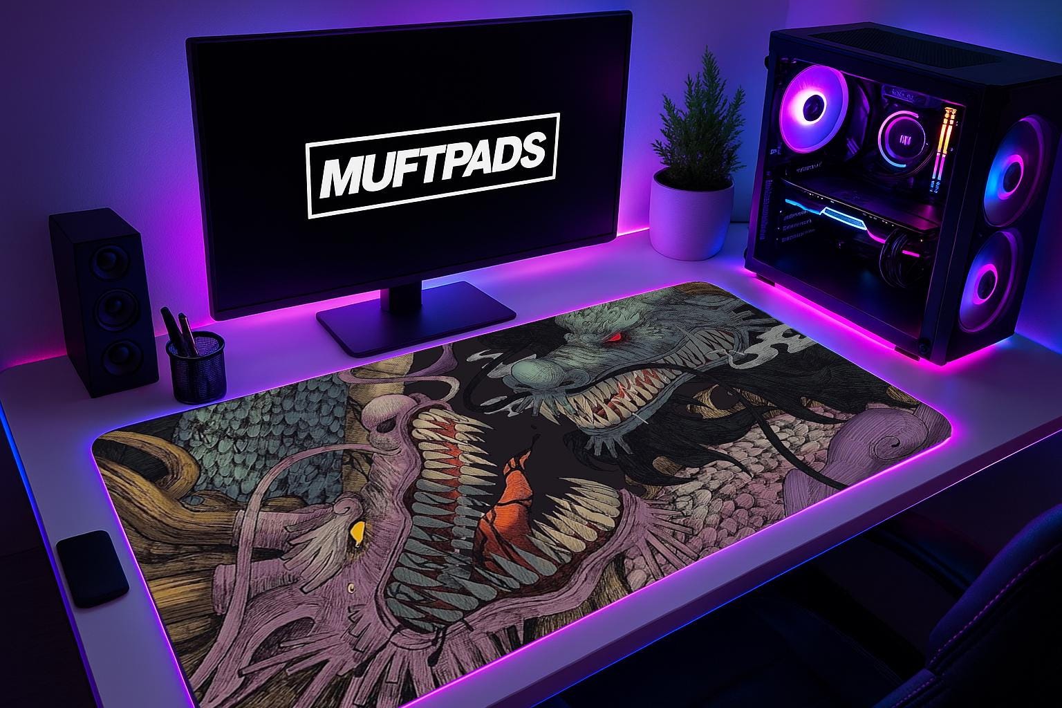 Dragon Desk Mat Mouse Pad – Vintage Old Art Style, Large Gaming Mousepad, Durable Non-Slip Surface for PC & Home Office