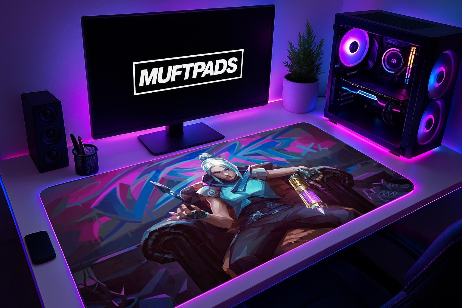 Valorant Desk Mat – Jett and Jinx Valorant Gaming Mouse Pad – Fps Gamer Gift – Valorant Setup – Gift For Valorant Gamer – Gaming Desk Decor