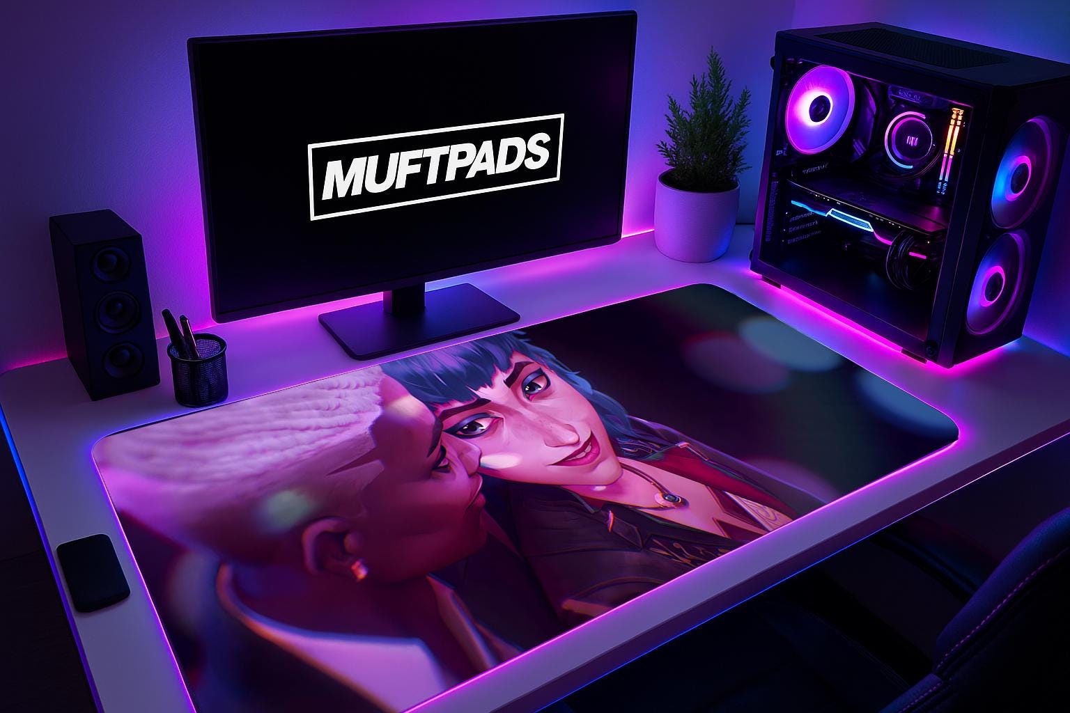 Arcane Jinx Powder & Ekko Desk Mat - XL Gaming Mousepad - Non-Slip Desk Pad Inspired by League of Legends