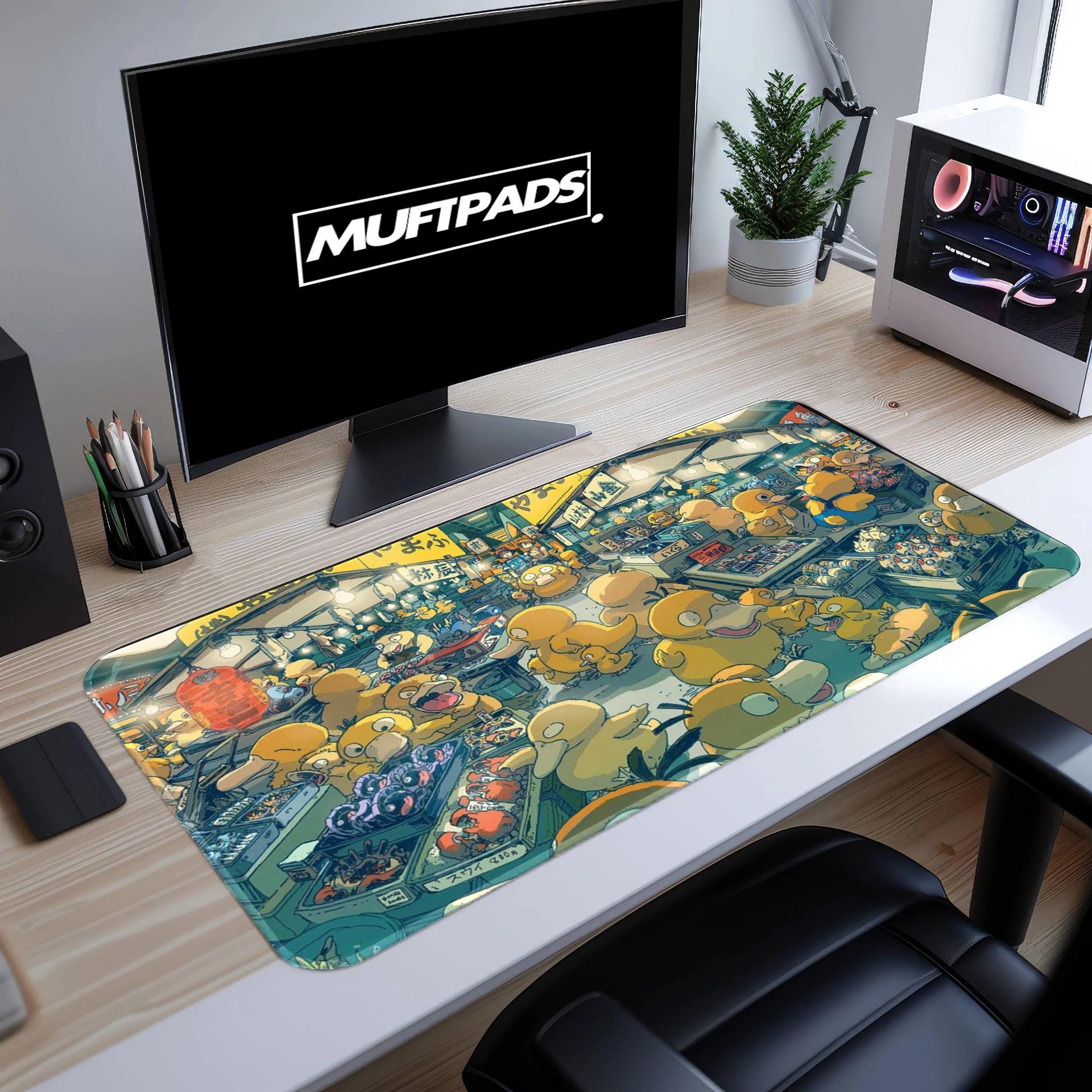 Mouse Pad Psyduck, Funny Gaming Mouse Mat, PC Gaming Desk Pad, Kawaii Pokémon mousepad large, unique XXL desk pad, desk accessories