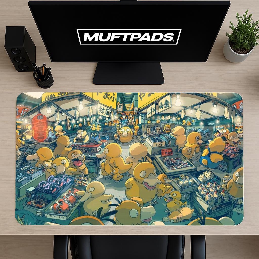 Mouse Pad Psyduck, Funny Gaming Mouse Mat, PC Gaming Desk Pad, Kawaii Pokémon mousepad large, unique XXL desk pad, desk accessories