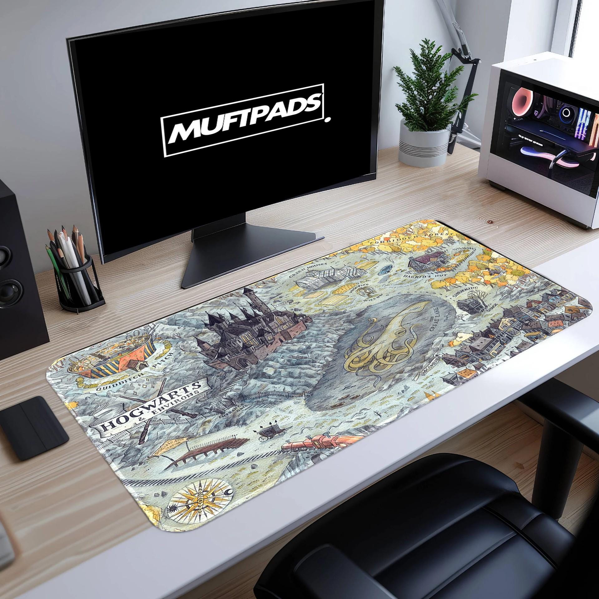Hogwarts Map Mouse Pad | Wizard Movie Desk Mat | Gift For Gamer | Anime Mouse Pad | Mother Days Gift