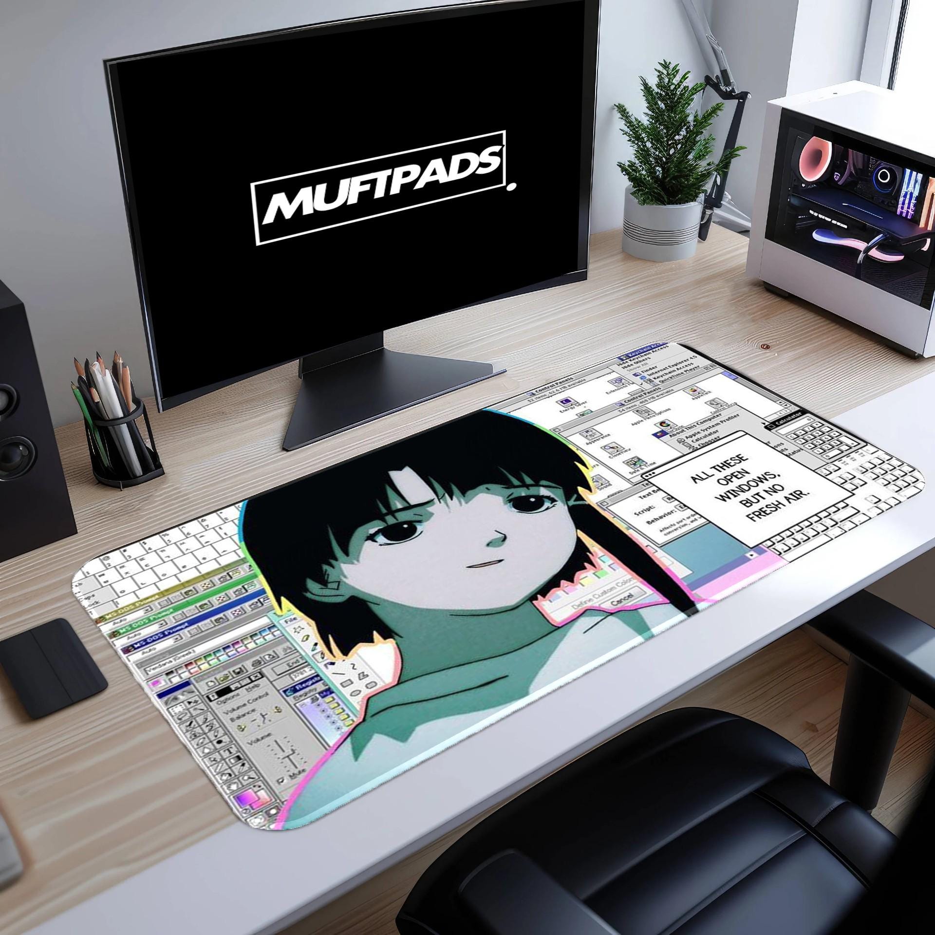 Serial Experiments Lain Desk Mat Anime Mousepad Gift for Anime Lovers Lain Mousepad Japanese Anime Desk Mat Cyberpunk Anime Mousepad
