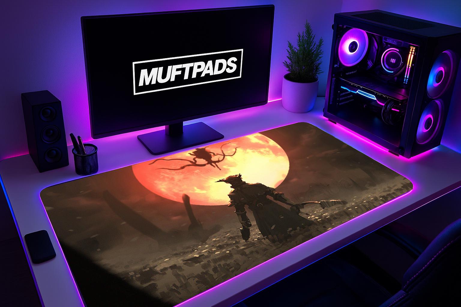 Bloodborne Desk Mat | The Hunter Mouse Pad | Large Desk Pad | Gaming Desk Decor
