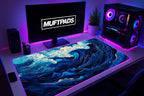 Blue Wave Desk Mat: Japanese Minimalist Gaming Mousepad - MUFTPADS