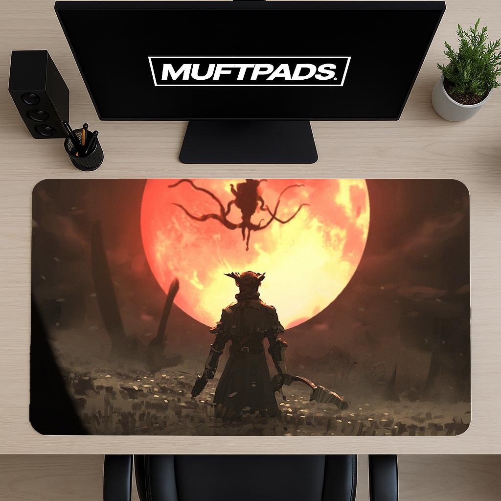 Bloodborne Desk Mat | The Hunter Mouse Pad | Large Desk Pad | Gaming Desk Decor