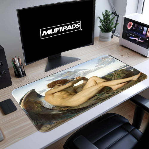 Angel Desk Mat, Fallen Angel, Alexandre Cabanel, Boho Desk Mat, Boho Mousepad, Angel Mousepad, Crying Angel, Boho Office Decor