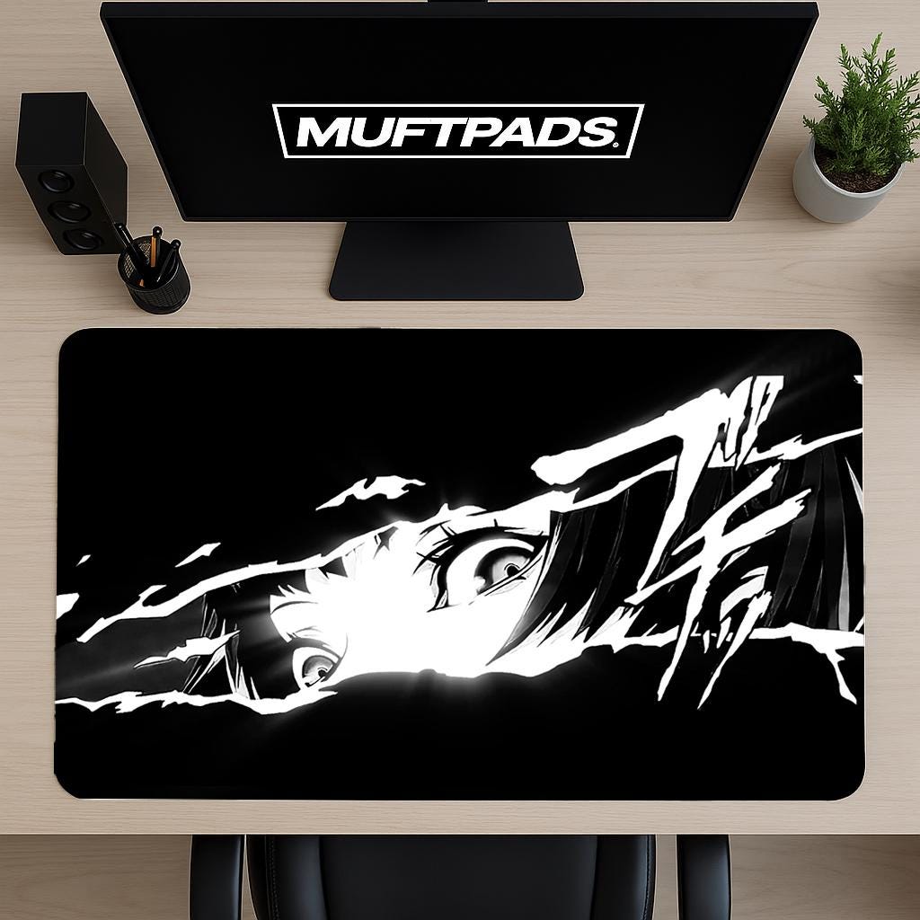 Black and WhiteAnime Girl Desk Mat, Cute Anime Girl Mouse Pad, Pink Minimalist Desk Pad, CyberPunk Girl, Lo Fi, XL, Gaming Mouse Pad