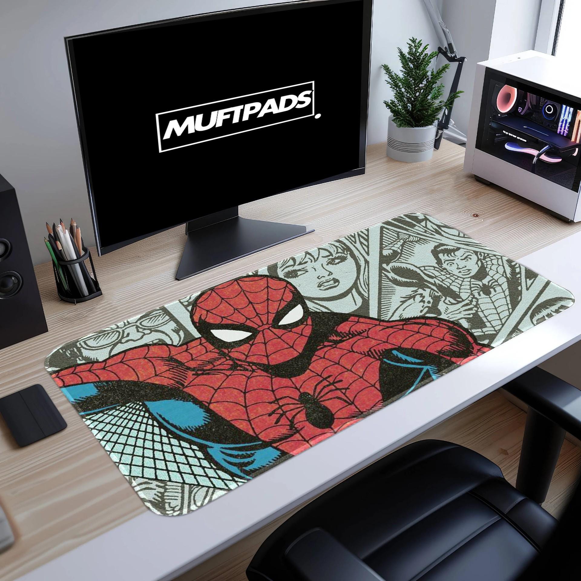 Spider-Man Cityscape Desk Mat - Dynamic Marvel Superhero Mouse Pad for Comic Fans