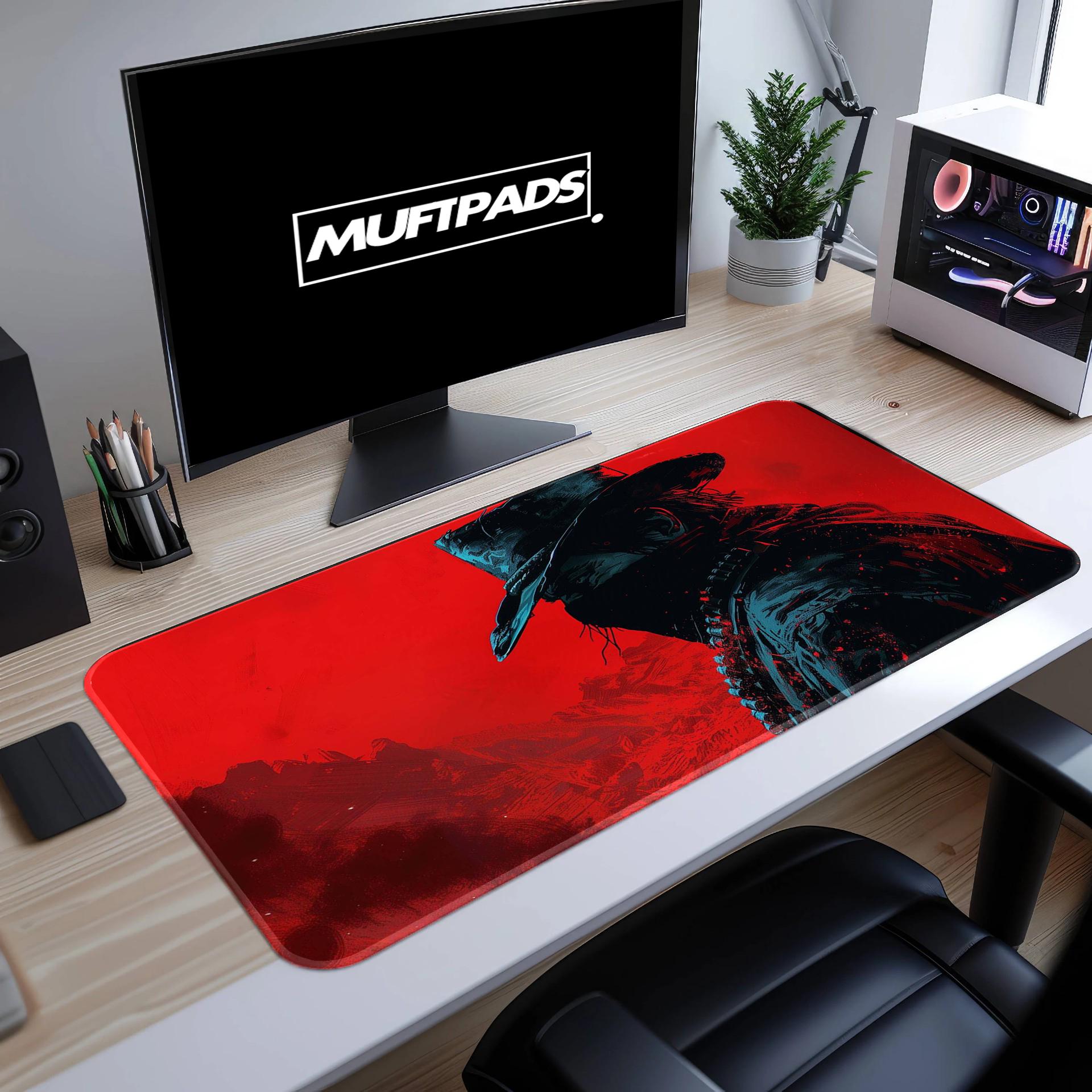 Red Outlaw Cowboy Train Heist Gaming Mouse Pad, Gaming Desk Mat, Redemption Mouse Pad, Red Desk Mat, Dead Mouse Pad
