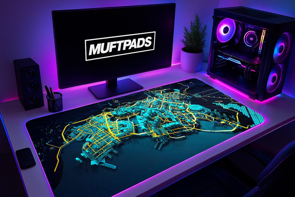 Cyberpunk City Mouse Pad: Neon Futuristic Gaming Desk Mat - MUFTPADS