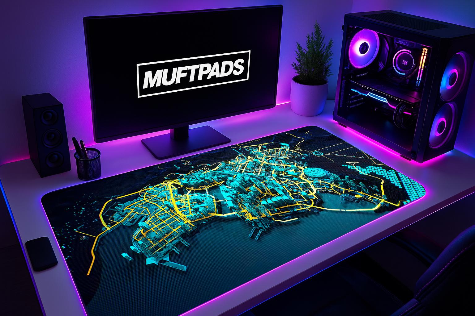 Cyberpunk City Mouse Pad – Neon Futuristic Skyline Gaming Desk Mat, Sci-Fi Tech Decor, Night City Gift Idea