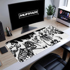 Skeleton Black and White Mouse Pad, Gothic Desk Mat, Minimalist Anatomy Illustration Mouse Pad, Halloween Mouse Pad Gift, Spooky