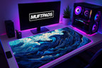 Blue Wave Pattern Desk Mat, Japanese Wave, Minimalist Waves, Blue Mouse Pad, Mousepad, Gamer Gift, Gaming Desk Mat, Gaming Mouse Pad