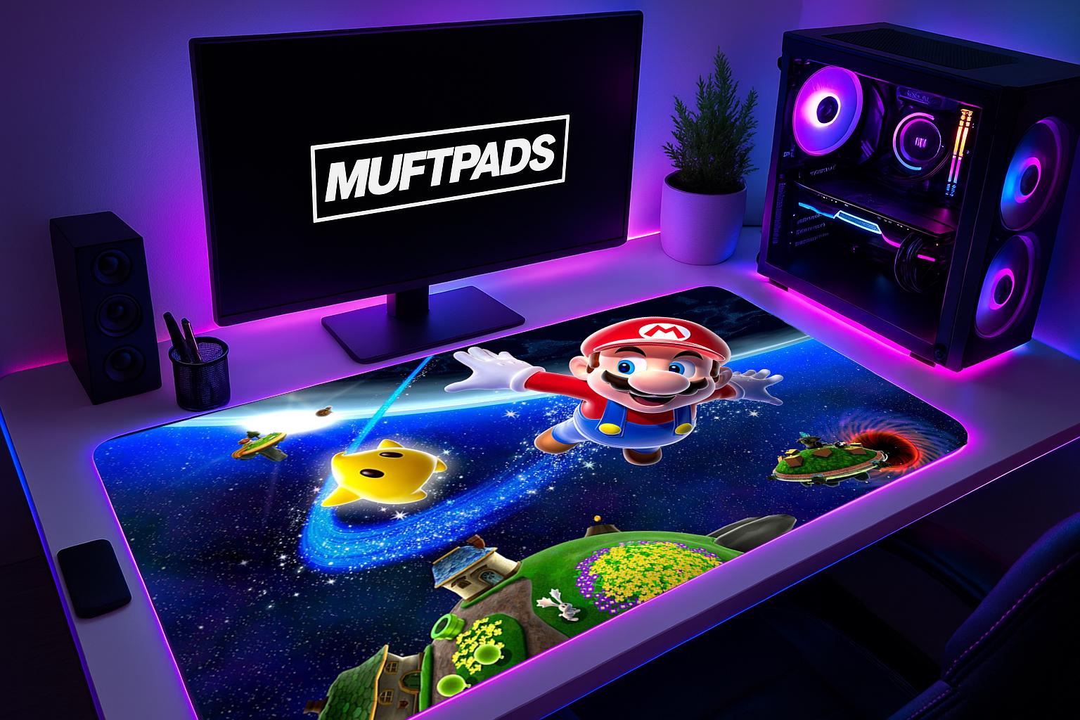 Mario Galaxy Mouse Pad – Super Mario Nintendo Space with Luma Star, Gaming Desk Mat - MUFTPADS