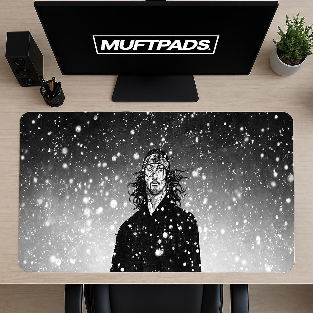 Miyamoto Musashi Mouse Pad: Samurai Ink Art Desk Mat - MUFTPADS