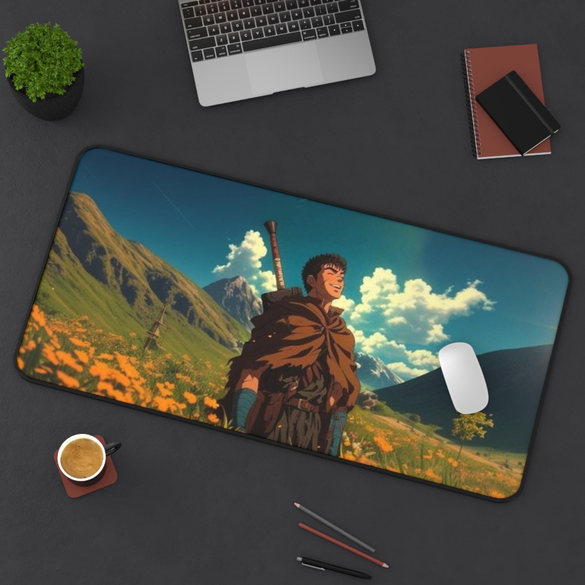 Berserk Landscape Desk Mat - Minimalist Anime Mouse Pad, Perfect for Fans of Dark Fantasy Manga