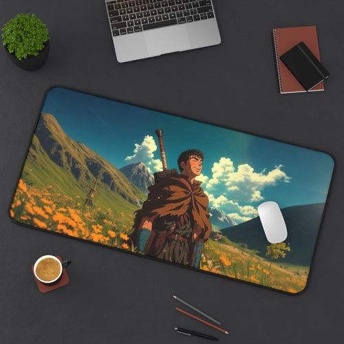 Berserk Landscape Desk Mat - Minimalist Anime Mouse Pad, Perfect for Fans of Dark Fantasy Manga