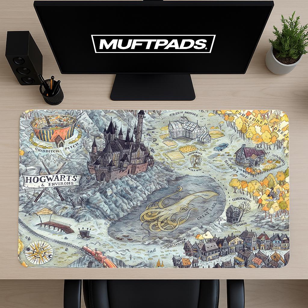Hogwarts Map Mouse Pad | Wizard Movie Desk Mat | Gift For Gamer | Anime Mouse Pad | Mother Days Gift
