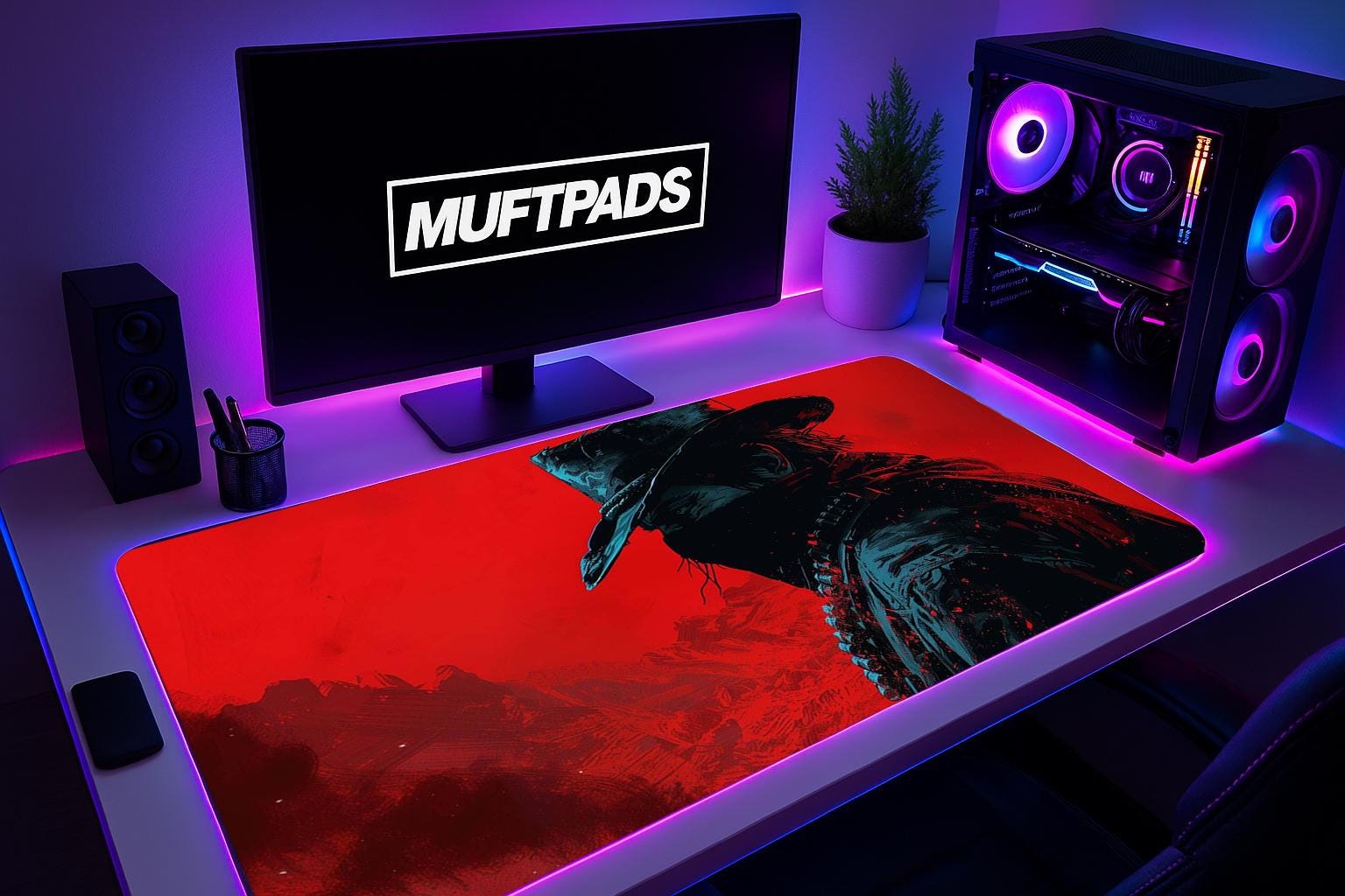 Red Outlaw Cowboy Train Heist Gaming Mouse Pad, Gaming Desk Mat, Redemption Mouse Pad, Red Desk Mat, Dead Mouse Pad