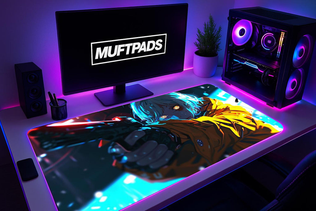 Cyberpunk Girl Mouse Pad: Surreal Android Art Desk Mat - MUFTPADS
