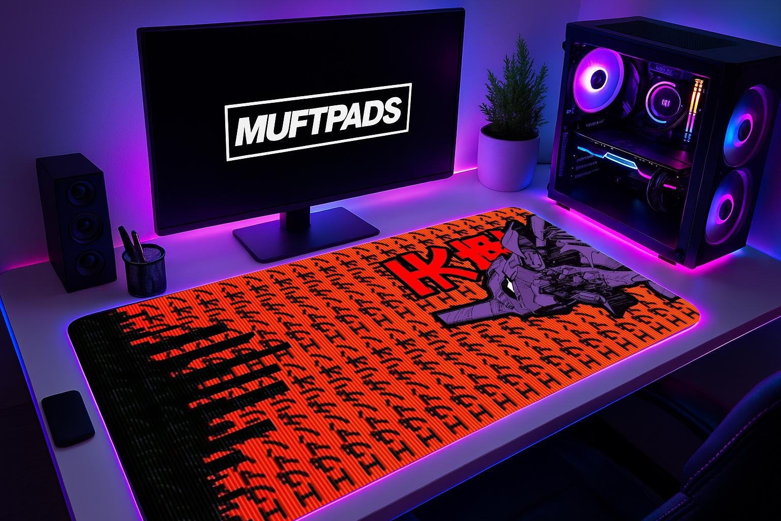 Evangelion Unit-01 Rampage Desk Mat - Neon Genesis Mouse Pad, Anime Gaming Mat, Mecha Fan Gift - MUFTPADS