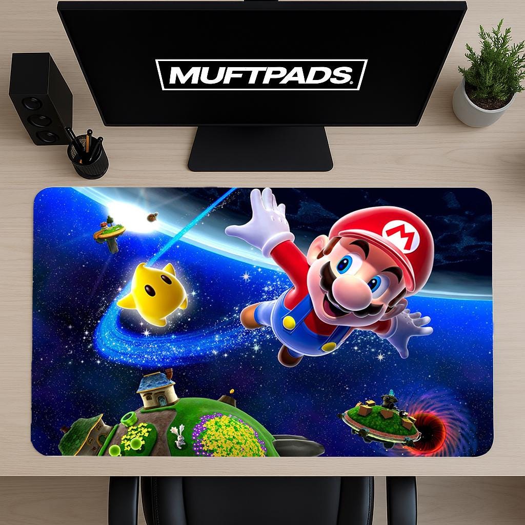 Mario Galaxy Mouse Pad – Super Mario Nintendo Space with Luma Star, Gaming Desk Mat - MUFTPADS