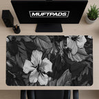 Mousepad Black White Flowers Desk Mat Floral Office Deco Desk Mat Accessories Minimalism