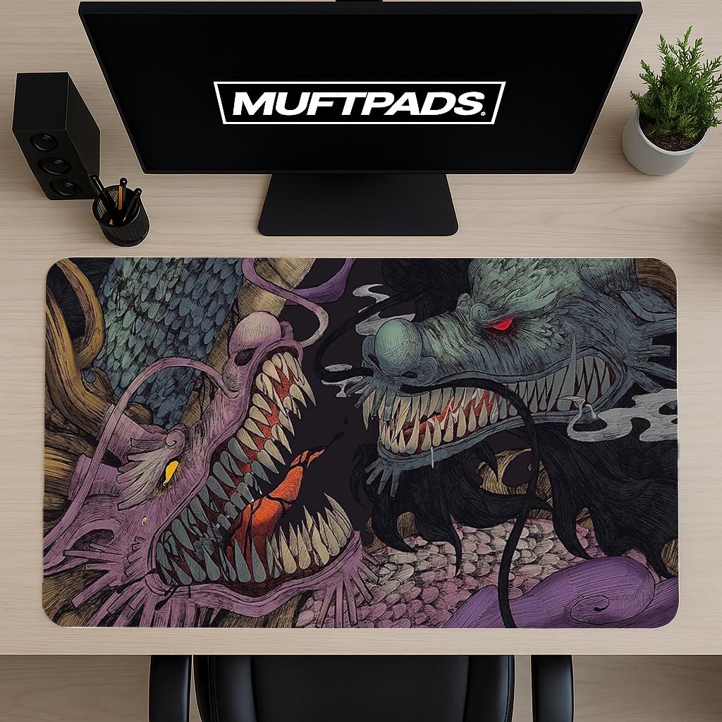 Dragon Desk Mat Mouse Pad – Vintage Old Art Style, Large Gaming Mousepad, Durable Non-Slip Surface for PC & Home Office