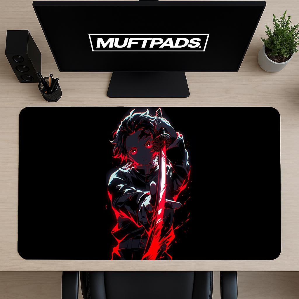 Tanjiro Desk Mat Gaming Mouse Pad Anime Desk Mat Gift for Anime Lovers Demon Slayer Mousepad Infinity Castle Desk Mat Tanjiro Mousepad