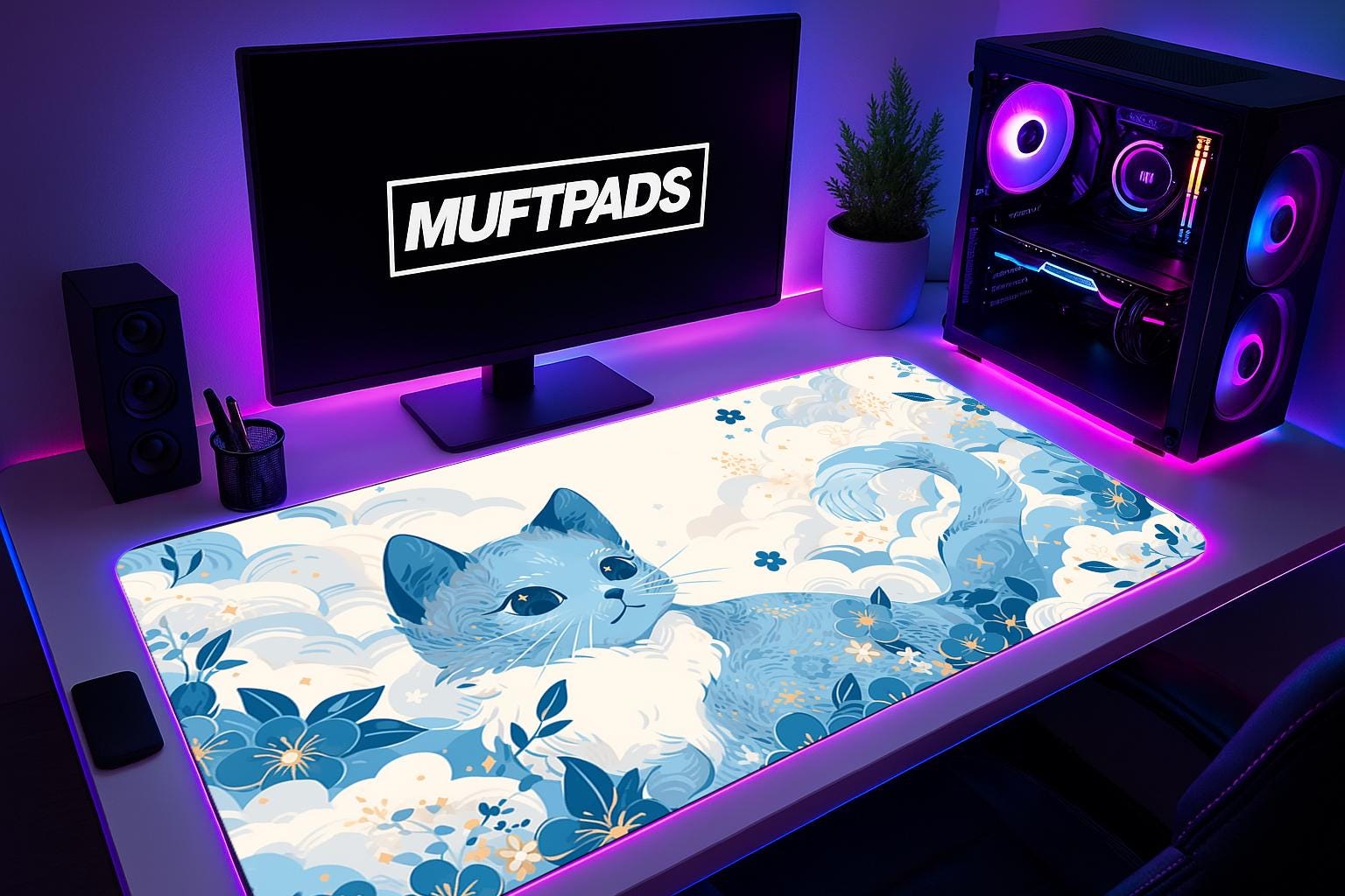 Kawaii Cat Mouse Pad , Different sizes Personalized Printing, Gaming Mouse Pad, Customized Mouse Pad, Game, Anime, Desk Mat