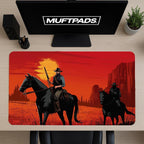 Red Outlaw Cowboy Train Heist Gaming Mouse Pad, Gaming Desk Mat, Redemption Mouse Pad, Red Desk Mat, Dead Mouse Pad