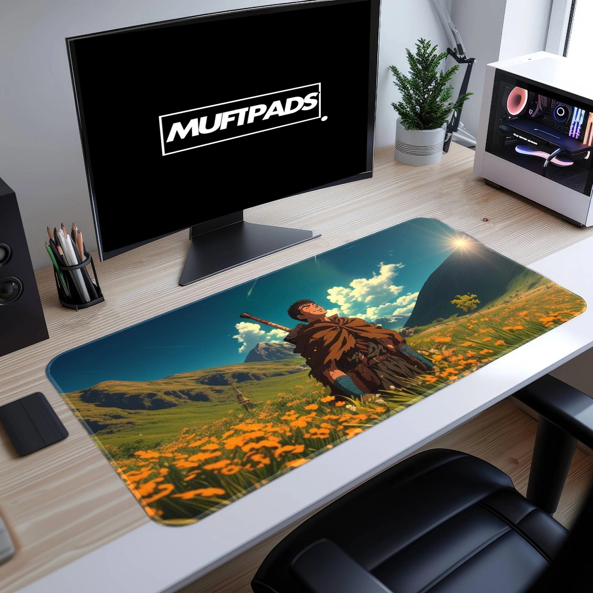 Berserk Landscape Desk Mat - Minimalist Anime Mouse Pad, Perfect for Fans of Dark Fantasy Manga