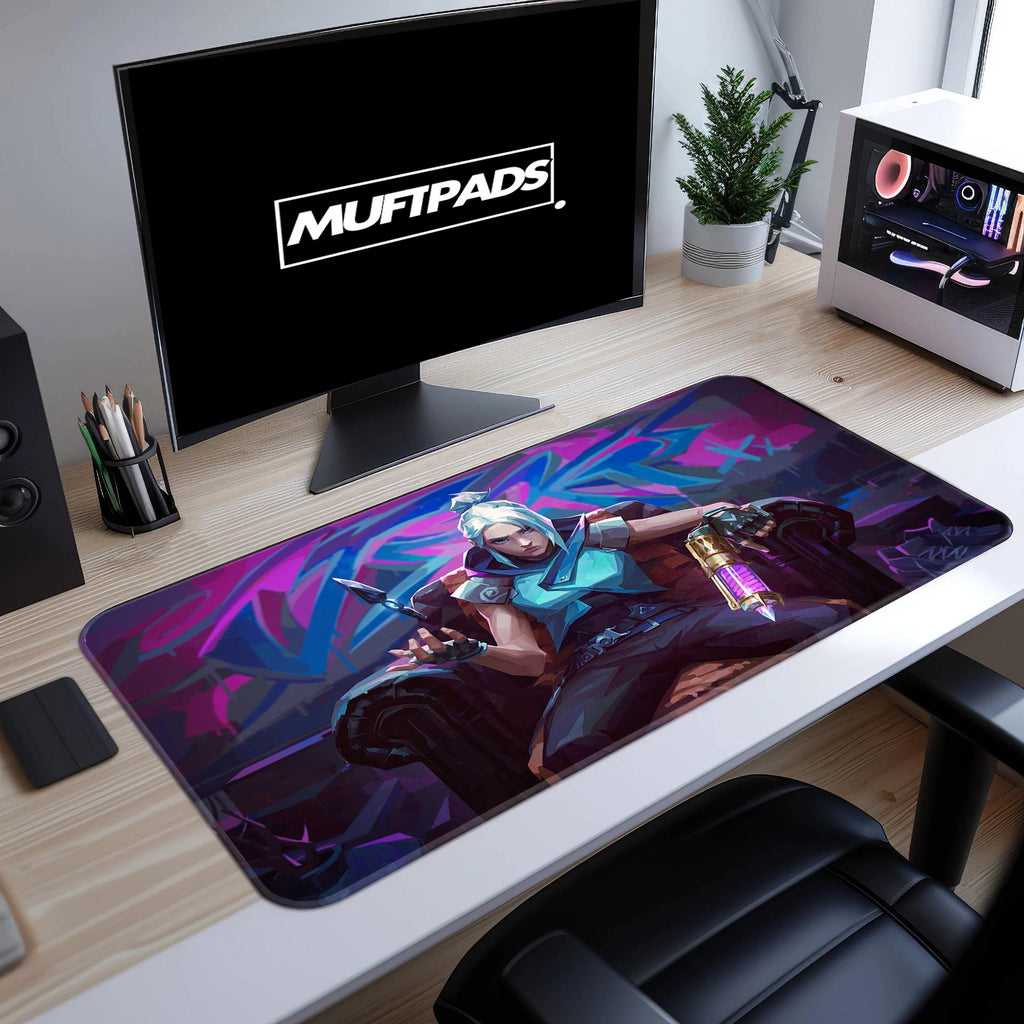 Valorant Gaming Desk Mat: Jett & Jinx - FPS Gamer Decor - MUFTPADS