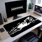 Anime Girl Gaming Mouse Pad: Black and White Cyberpunk Desk Mat - MUFTPADS