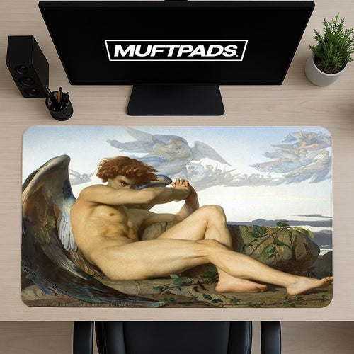 Angel Desk Mat, Fallen Angel, Alexandre Cabanel, Boho Desk Mat, Boho Mousepad, Angel Mousepad, Crying Angel, Boho Office Decor