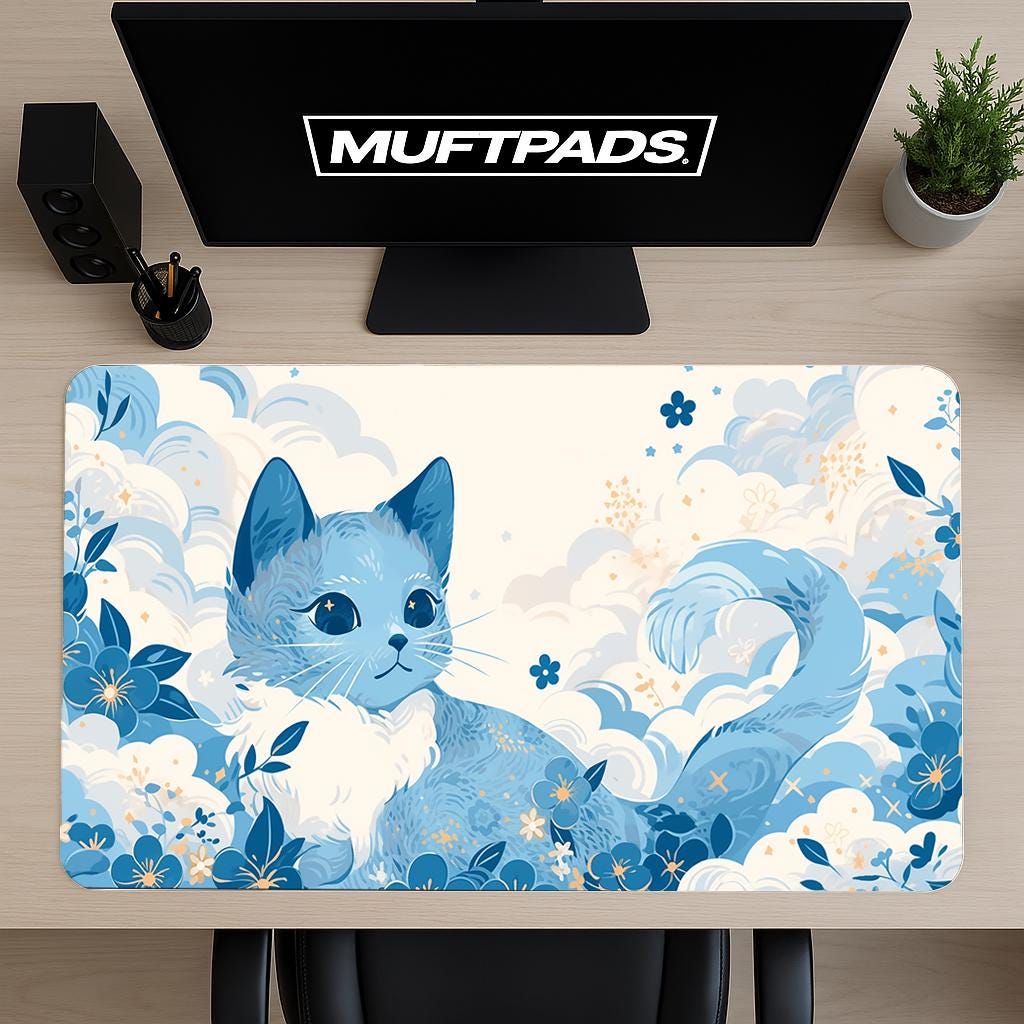 Kawaii Cat Mouse Pad , Different sizes Personalized Printing, Gaming Mouse Pad, Customized Mouse Pad, Game, Anime, Desk Mat