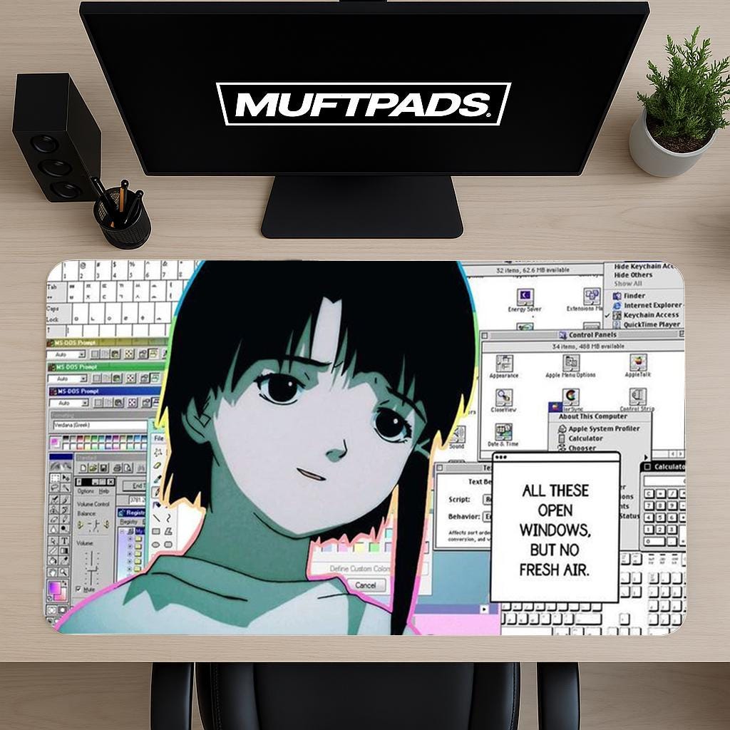 Serial Experiments Lain Desk Mat Anime Mousepad Gift for Anime Lovers Lain Mousepad Japanese Anime Desk Mat Cyberpunk Anime Mousepad